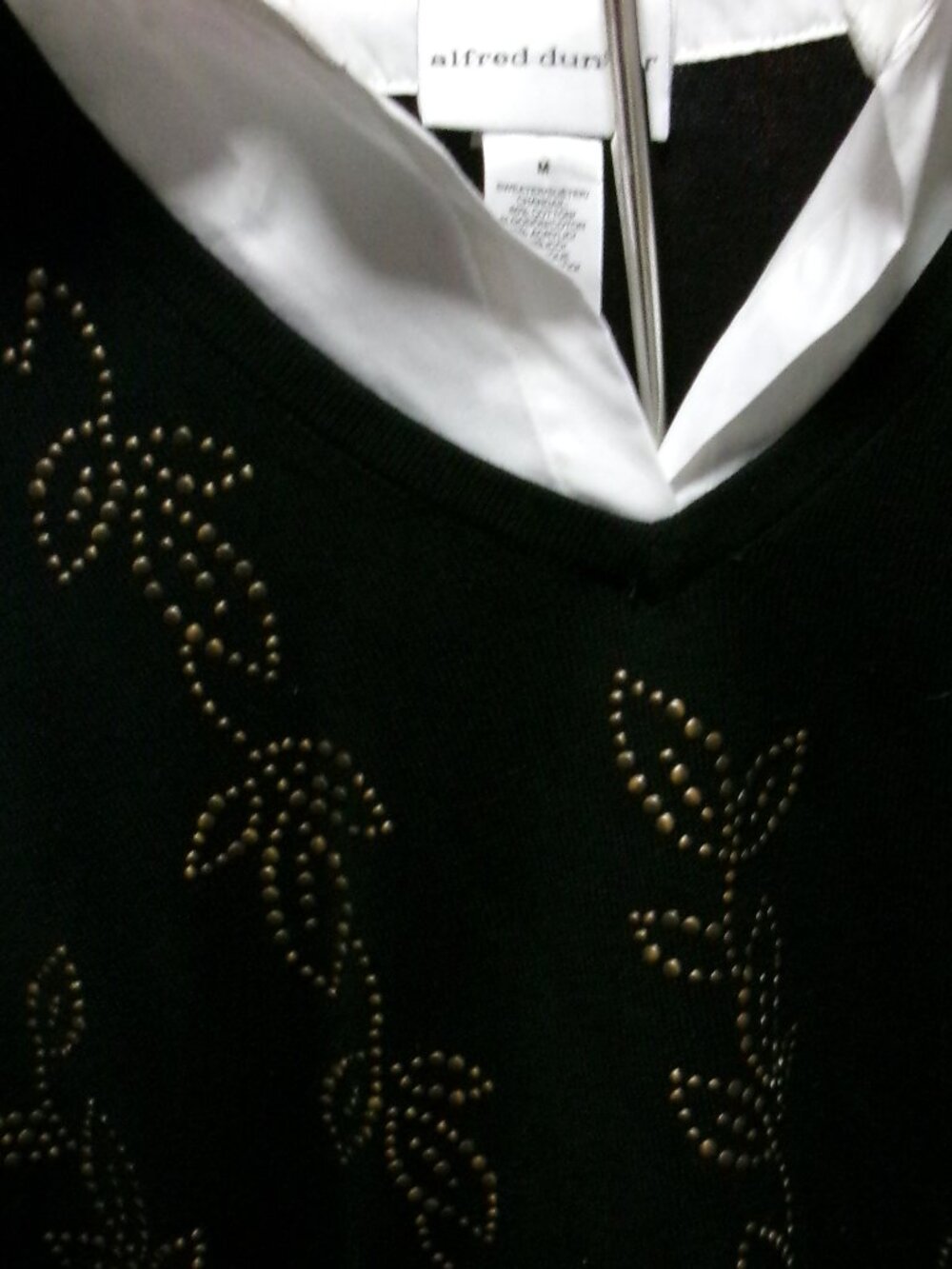 NWOT Alfred Dunner Medium Twofer Sweater with Metallic Floral Embellishments